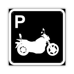 Moottoripy&ouml;r&auml;parkki - kyltti, musta